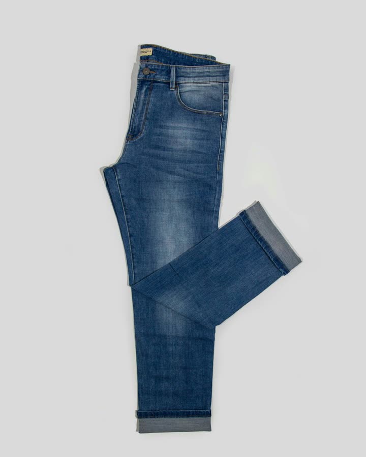 Erkek Slim Fit Mavi Jean Pantolon
